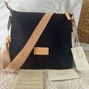 RADLEY LONDON Blue and Tan Crossbody Bag with Gold Hardware